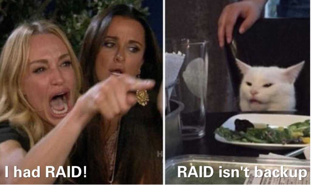 RAID isn't backup meme.